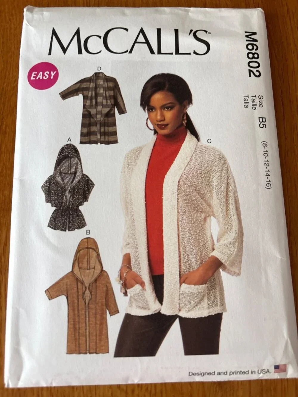 McCalls M6802 Sewing Pattern Womens Jacket Size 8-10-12-14-16 Uncut